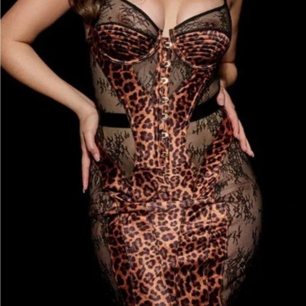 Honey Birdette Marilyn Leopard Dress size 38DDD